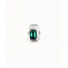 Anillo bañado plata de ley con cristal verde Uno de 50 - ANI0829VRDMTL