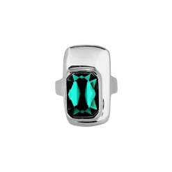 Anillo bañado plata de ley con cristal verde Uno de 50 - ANI0829VRDMTL