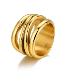 Anillo hilos acero dorado - 9123040
