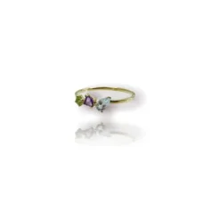 Anillo Oro 9k Topacio Amatista Peridoto