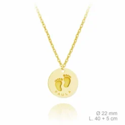 Collar Pies Dorados Plata Personalizable