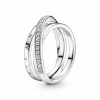 Pandora Anillo Cruzado Triple Banda Pavé - 199057C01
