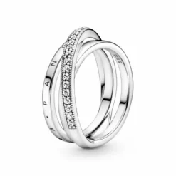 Pandora Anillo Cruzado Triple Banda Pavé - 199057C01