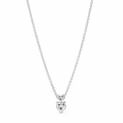 Pandora Collar Colgante Doble Corazón Brillante