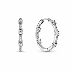 Pandora Pendientes Aro Barras Brillantes en Pavé