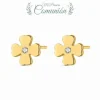 Pendientes Margarita Plata Dorada Circonita