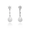 Pendientes novia perla y roseta en plata MARINA GARCIA
