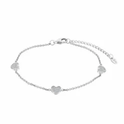 Pulsera Lotus Silver Corazones Circonitas