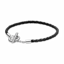 Pulsera Pandora Cuero Trenzado Cierre Forma T