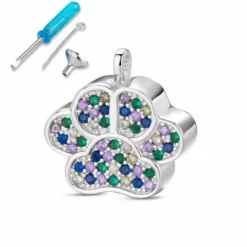 Relicario  Huella Perro Multicolor Plata de ley