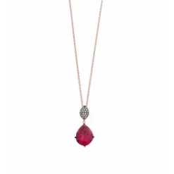 Salvatore Plata Collar Ovalo Rosa