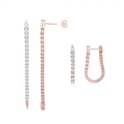 Salvatore Plata Pendientes Riviere Rosa