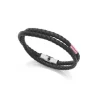 Viceroy Pulsera de hombre Air de acero y piel con doble vuelta color negra